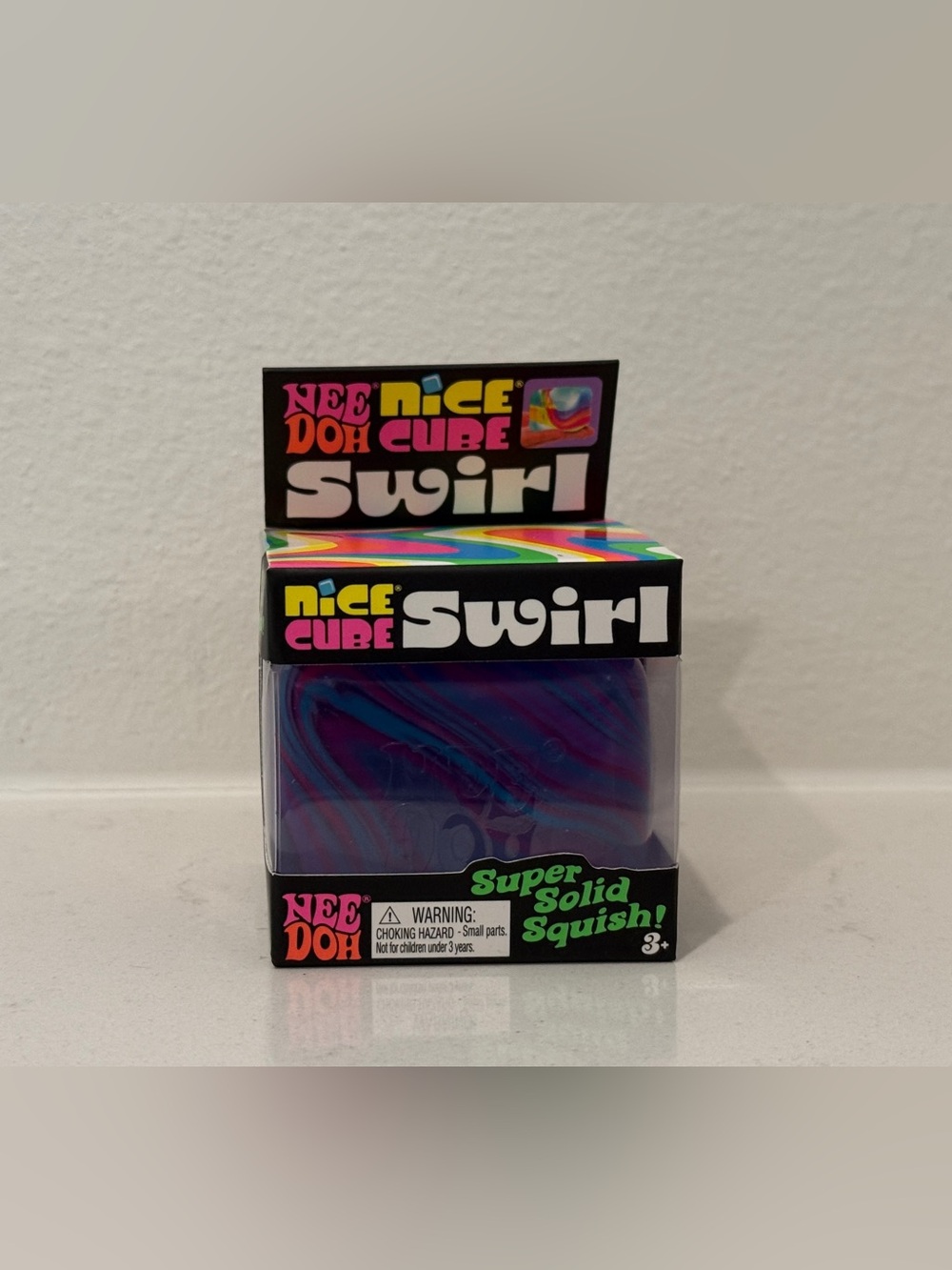 NeeDoh Nice Cube Swirl Squish Toy - Purple & Blue